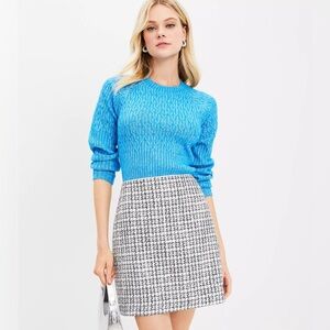 Loft Black White Metallic Sequin Tweed Shift Mini Skirt Size 0